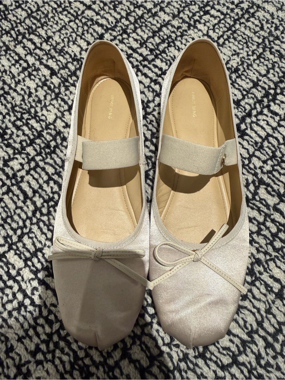 ANINE BING Jolie Satin Ballerina Flats Champagne Size 37